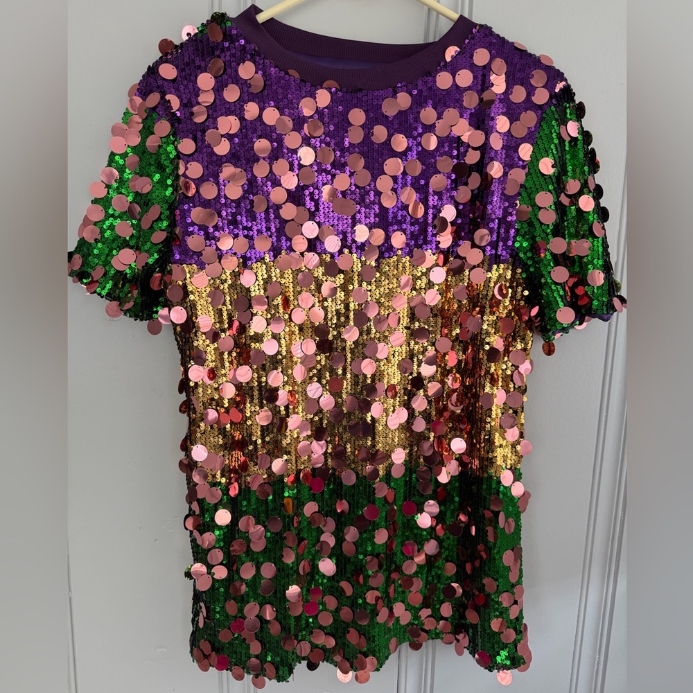 Mardi Gras Sequin Top- XL